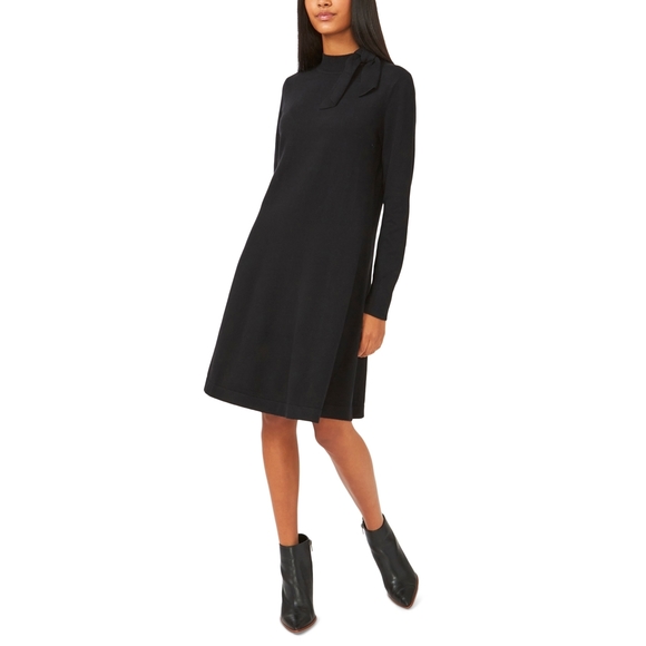 Riley & Rae Black Tie Neck Sweater Dress - Size L - Midi Dress - Picture 1 of 2
